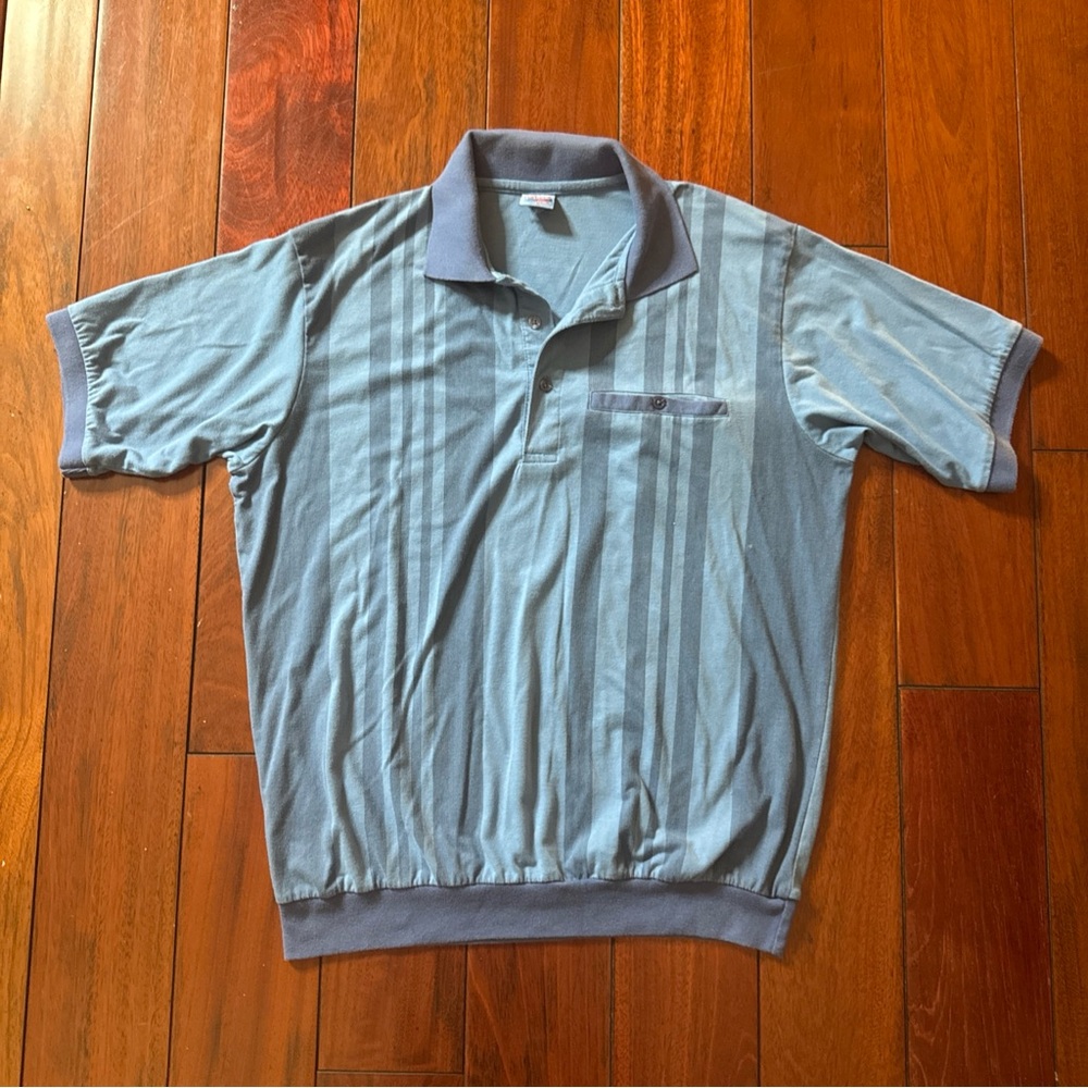 Vintage Active Joe Polo Shirt Mens Large Blue Vtg Grandpa 90s Retro Golfing